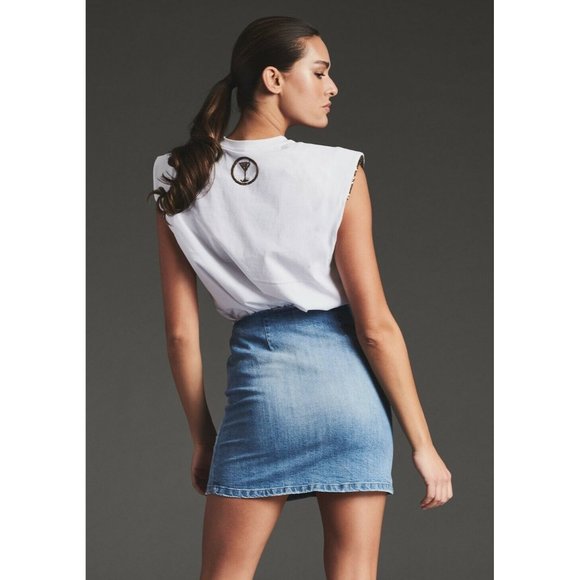 retrofete Willa Skirt Mini Light Blue Stone Denim - Picture 3 of 6